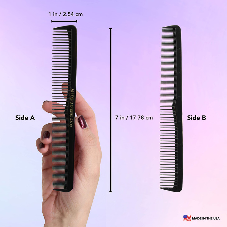 Allegro Combs #400 Barber Combs  12 Pack Professional Hair Cutting and All-Purpose Combs for Barbers and Stylists  Made in USA (Fresh Pink)