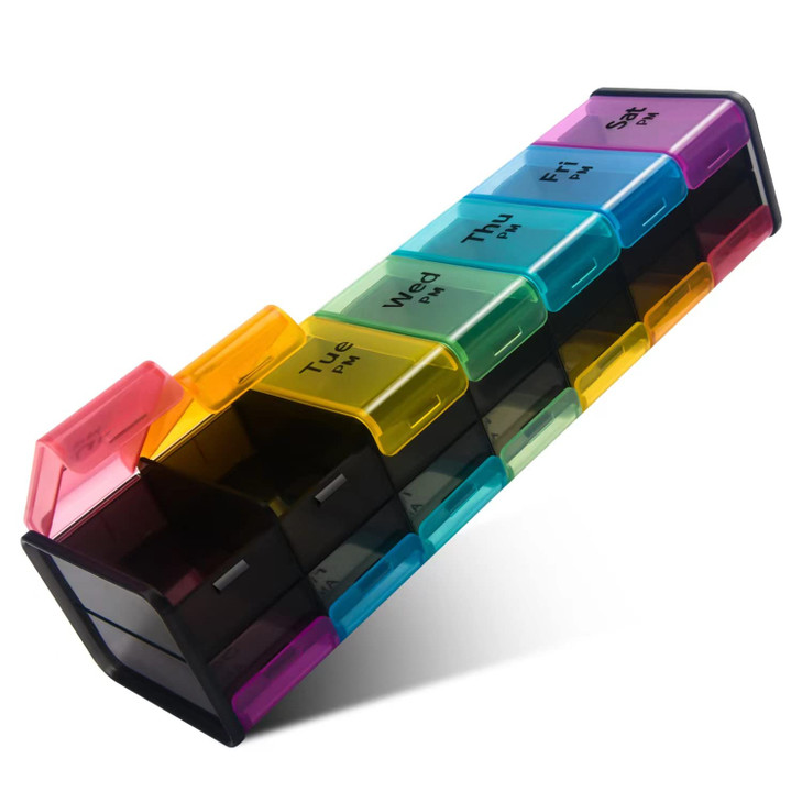 Extra Large Weekly Pill Organizer, 7 Day AM/PM Pill Case with XXL Compartment for Fish Oils, Travel-Friendly Medicine Organizer Pill Planner for Vita