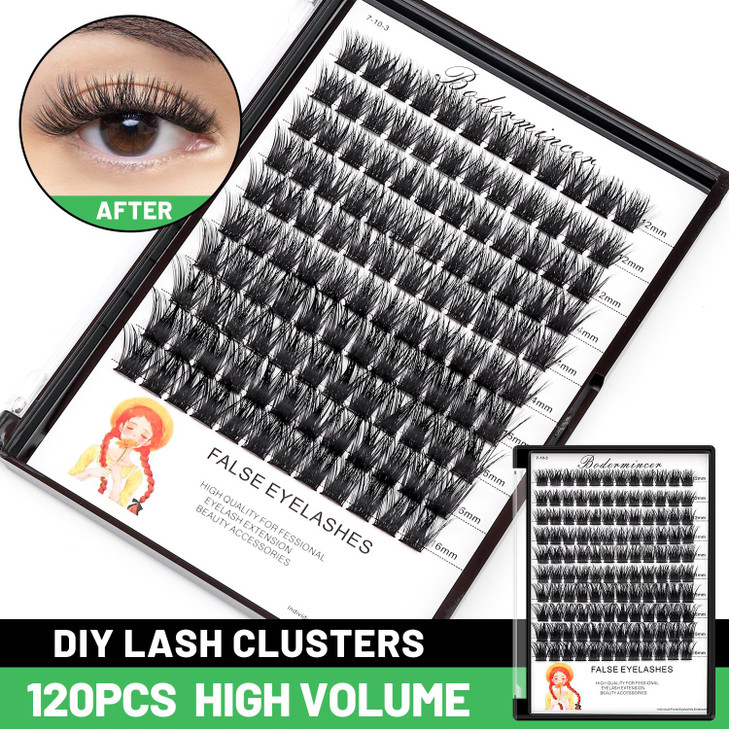 Bodermincer Lash Clusters D Curl Black/Brown/Colored Lashes 10-12-14/12-14-16/16-18-20mm Mixed Lash Clusters Kit For Beginner (M01# 12-14-16mm Mixed)