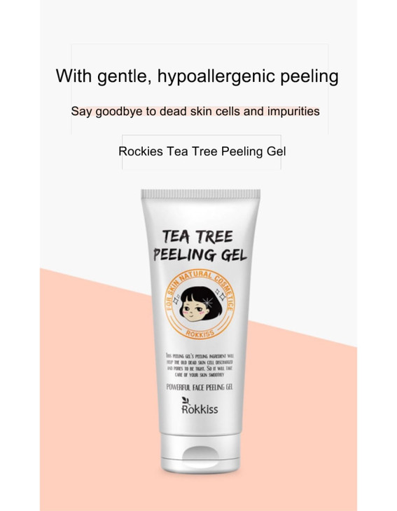 ROKKISS Tea Tree Peeling Gel (4.1fl oz) - Gentle Exfoliating Gel for Face & Body with Natural Cellulose, Remove Impurities for Smooth Skin, Korean Sk