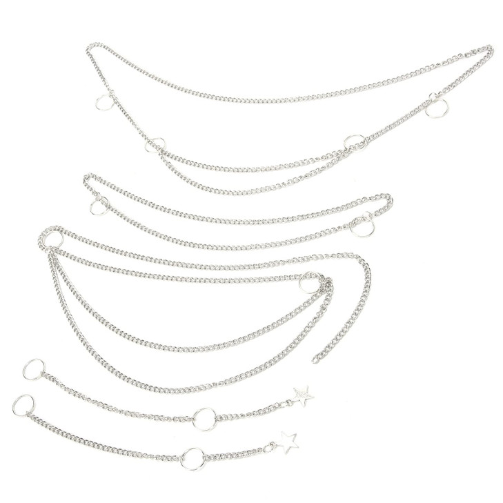 5PCS Silver Hair Chain for Braids, Goth Hip Hop Punk Dreadlock Braid Chains Set, Small Hanging Hair Beads Jewelry for Party Festival Wedding Accessor