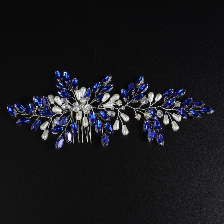 Xerling Vintage Hair Comb Brides Wedding Silver Hair Accessory Bridal Crystal Headpiece Pearl Hair Piece Jewelry (Silver)