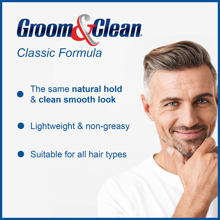 Groom & Clean Hair Styling Gel for Men, Medium All Day Hold, Non Greasy, No Buildup, Washes Out Easily, 4.5 Oz, Pack of 2