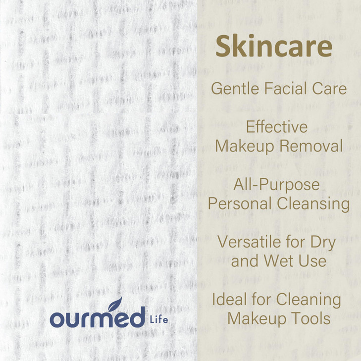 Ourmed Life Face Towels, Disposable Biodegradable Facial Towels for Sensitive Skin, Lint- free Face Wipes for Washing Face, Skincare and Makeup Remov
