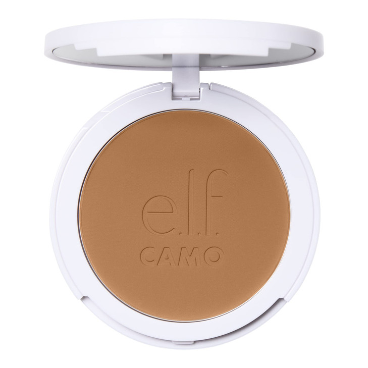 e.l.f. Camo Powder Foundation, Lightweight, Primer-Infused Buildable & Long-Lasting Medium-to-Full Coverage Foundation, Medium 370 N