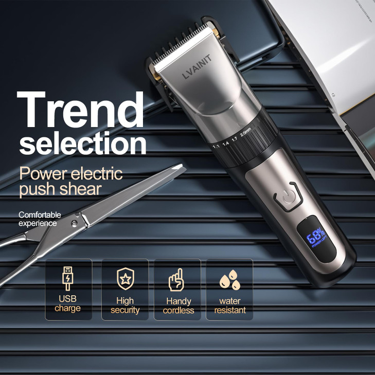 LVAINIT Hair Clippers for Men, Cordless LCD Rechargeable Hair Trimmer Beard Trimmer for Men, Men's Grooming Kit for Hair, Face, Beard, Professional E