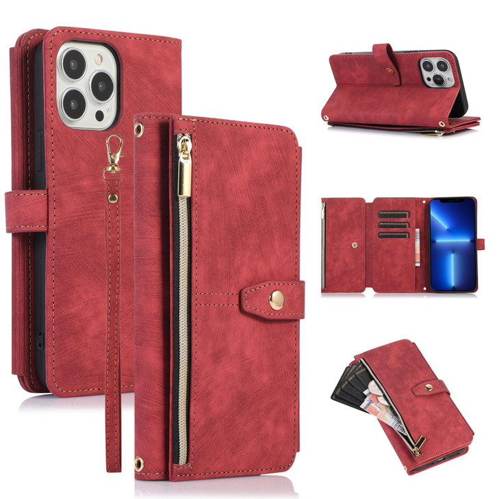 ZCDAYE Wallet Case for iPhone 12(iPhone 12 Pro), iPhone 12(iPhone 12 Pro) Wallet Phone Case, Premium Zipper (with Wristlet) Flip Leather Phone Case f