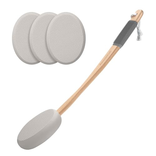 AmazerBath Lotion Applicator for Back, Feet, 4 Replaceable Pads with Long Handle, Back Sunscreen Applicator for Elderly, Women, Apply Cream Medicine