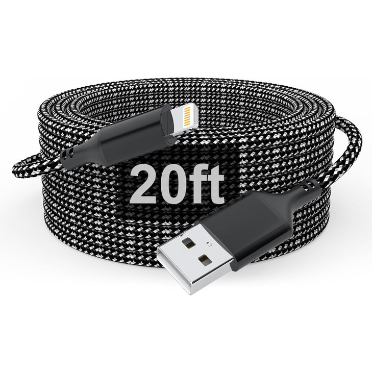 20 FT Extra Long iPhone Charger Cord [Apple MFi Certified] Braided iPhone Charger Fast Charging USB to Lightning Cable for iPhone 14/13/12/11, iPad -