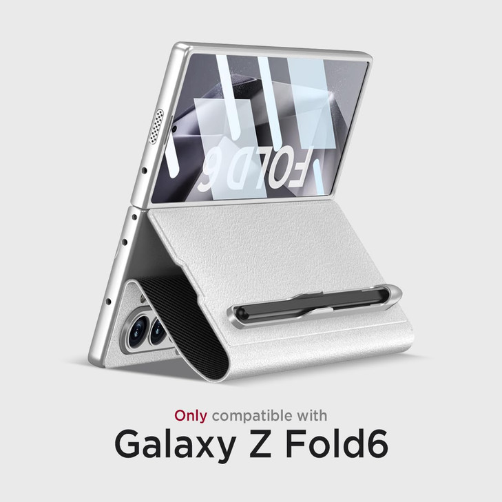 Miimall Slim Fit for Samsung Fold 6 Case with S Pen Slot & Kickstand, Built-in Screen Protector Ultra Thin and Slim Comfortable Grip Case for Galaxy