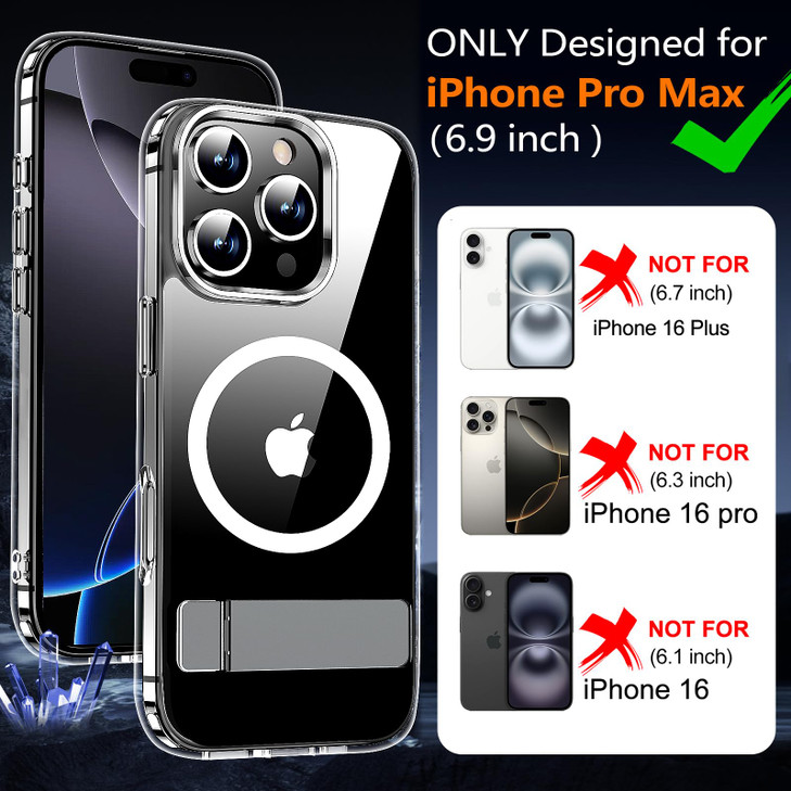 PITCHESSY for iPhone 16 Pro Max Case with Kickstand,1*Screen & Lens Protector,[Compatible with Magsafe] Military-Grade Protection,Magnetic Phone Case