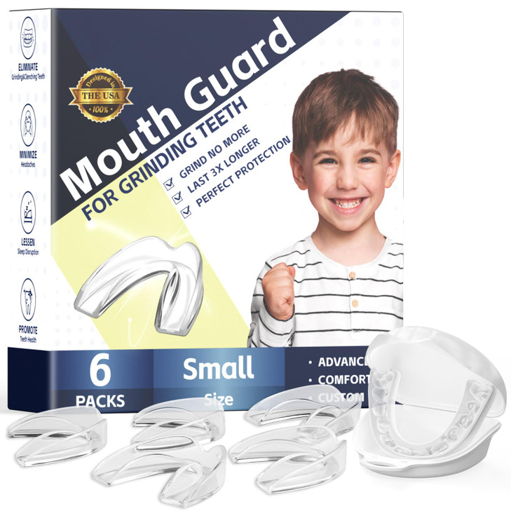 6 Pack Kids Mouth Guards,Comfortable Custom Kids Dental Guards for Grinding Teeth, Moldable Child Night Guards for Clenching Teeth, Bruxism, TMJ, Tee