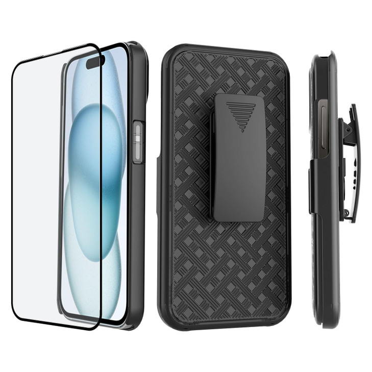 Ailiber Case Compatible with iPhone 16 Pro, with Screen Protector, Belt Clip Case, Kickstand Holder Holster, Slim Shockproof Shell Full Body Pouch Ce