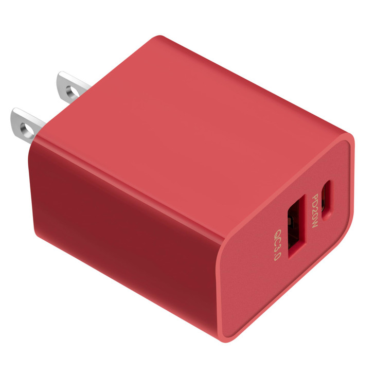 ROFICORD 20W USB Type C Super Fast Charger with USB3.0 Port, Power Delivery Red Wall Charger Compatible with Phone 16/Phone 15/15 Plus/15 Pro Max/S24