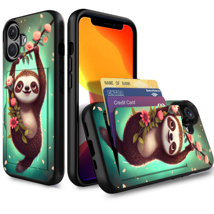 Vobber for iPhone 16 Case,Wallet Case Hidden Card Slot Holder Shockproof TPU and PC Dual Layer Protective Case Cover for iPhone 16 6.1 Inch 2024,Cute