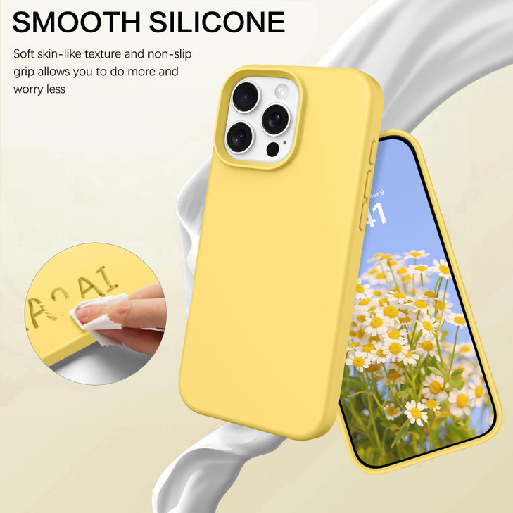 DOMAVER Case for iPhone 16 Pro 6.3'' Case Smooth Liquid Silicone Soft Gel Rubber Microfiber Lining Cushion Cover Shockproof Protective Phone Cases Co