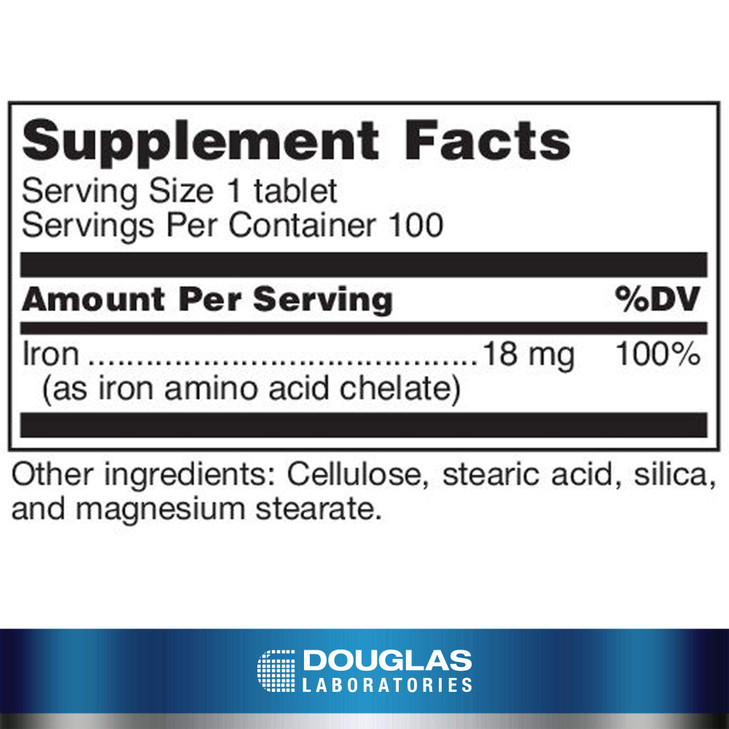 Douglas Laboratories Amino-Iron | Highly Absorbable Iron/Amino Acid Supplement | 100 Tablets