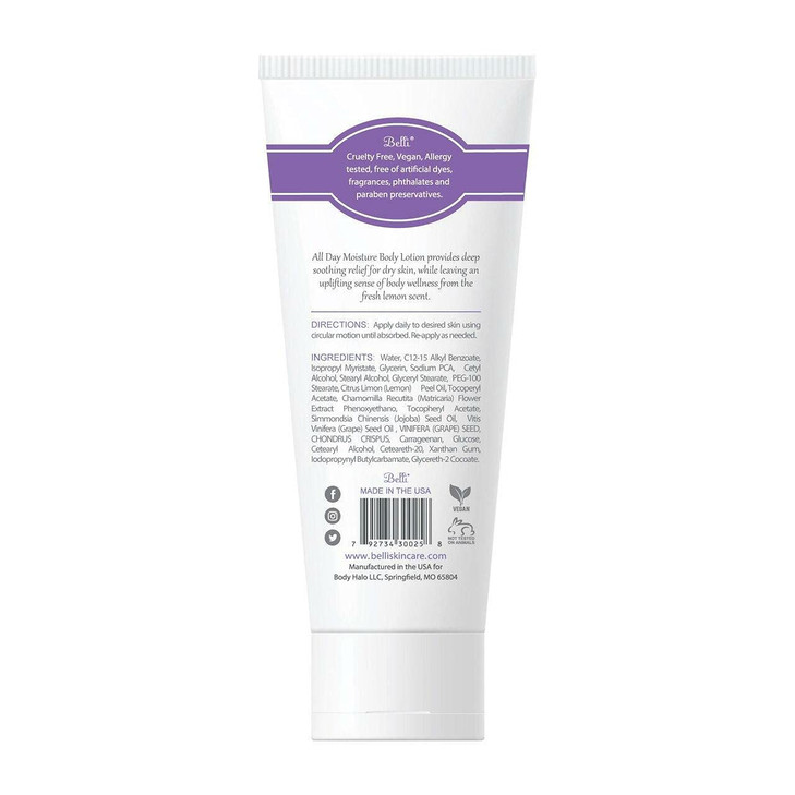 Belli Skincare All Day Moisturizer Body Lotion for All Skin Type, Comforts Dry Skin, Long Lasting & Hydrating, Pregnancy Safe, Vegan based, Chemical