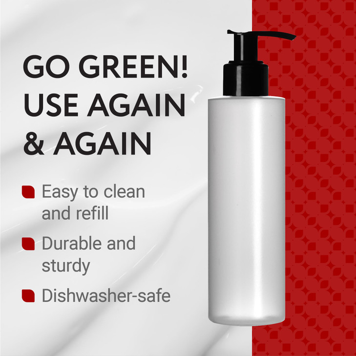 Impresa Plastic Pump Dispenser Bottle - Versatile Lotion Bottle with Pump for Massage Oil - Dishwasher-Safe Refillable Lotion Dispenser - Opaque, 8 F