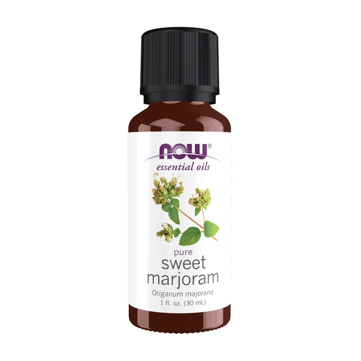 NOW Essential Oils, Marjoram Oil, Normalizing Aromatherapy Scent, Cold Pressed, 100% Pure, Vegan, Child Resistant Cap, 1-Ounce