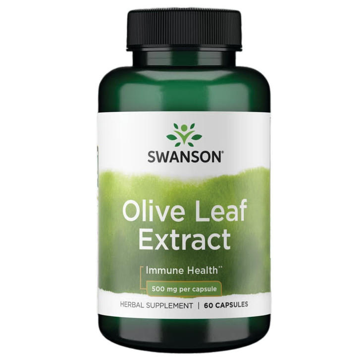 Swanson Olive Leaf Extract Supplement - Standardized to 20% oleuropein - (500mg, 60 Capsules)