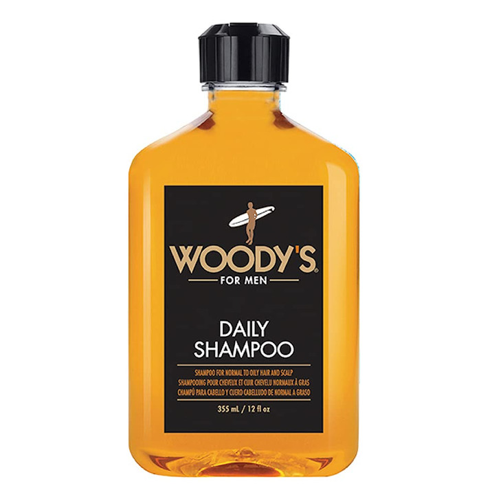 Woody's Men's Daily Shampoo - Nourishing Cleanser with Vitamin B5, Aloe Vera & Ginger, for All Hair Types, 12 Fl Oz
