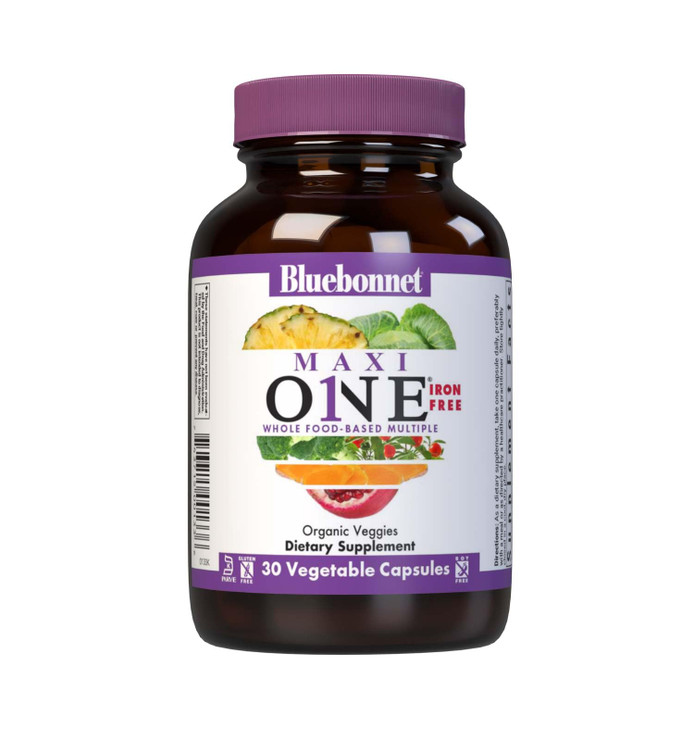 Bluebonnet Nutrition Maxi One Whole Food Multiple, Enzymes, Energy, Vitality, Gluten, Kosher, Soy & Dairy-Free, Vegetarian Friendly, Non-GMO, 30 Coun