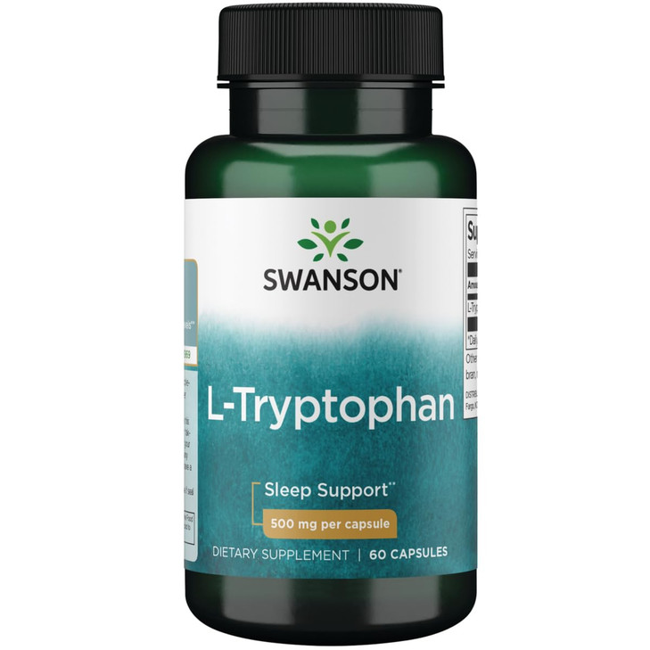 Swanson L-Tryptophan - Amino Acid Supplement - Rest & Relaxation - (60 Capsules, 500mg Each)