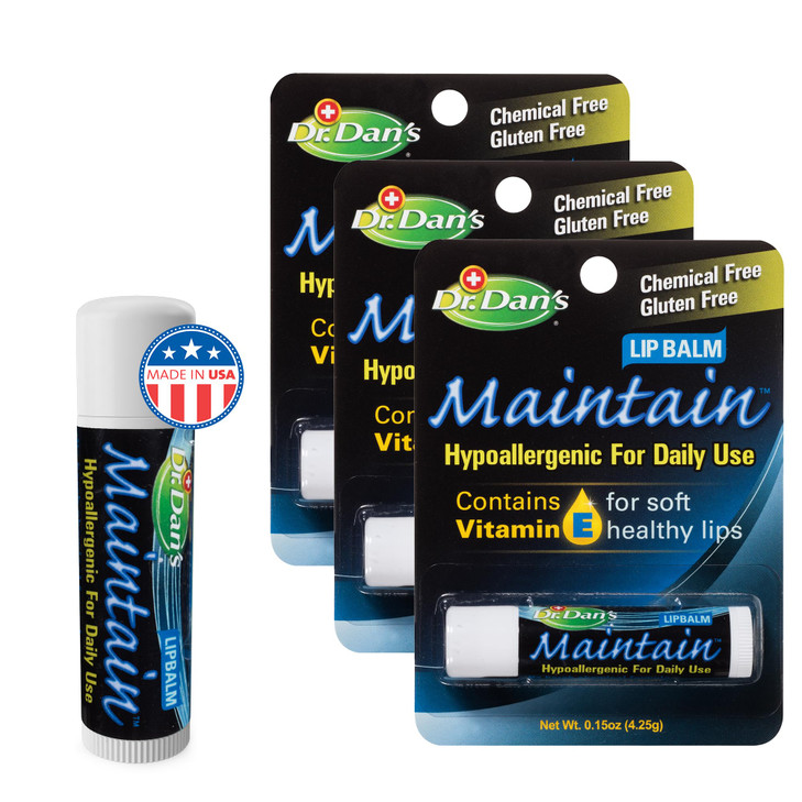 Dr. Dan's Maintain Lip Balm - Perfect for Everyday and Cortibalm aftercare, Mild Ingredients & Beeswax, Vitamin E Enriched for Moisturizing Dry Lips,