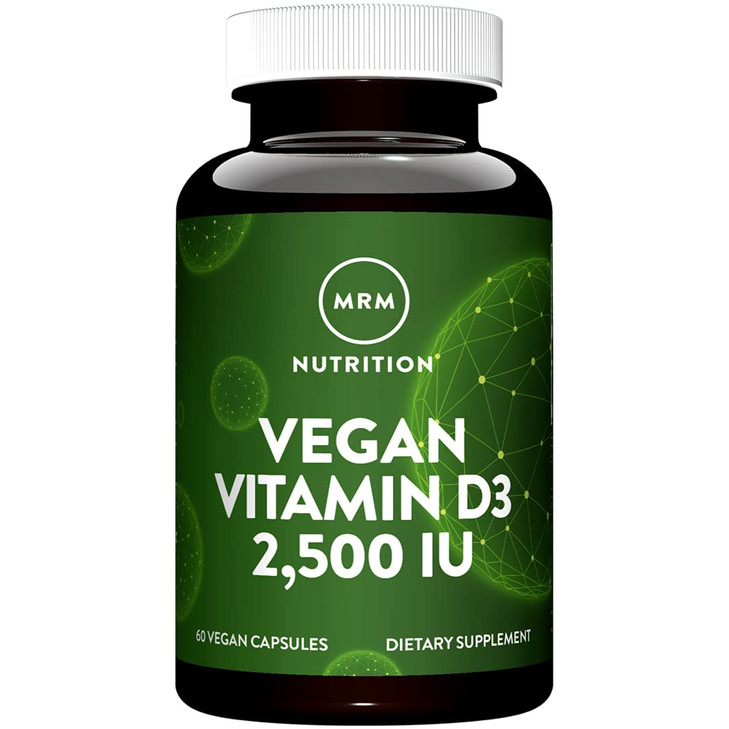 MRM Nutrition Vegan Vitamin D3 2,500 IU | Bone Strength + Immune Support | Plant-Based from Lichens | Supports Calcium Absorption | Vegan + Vegetaria