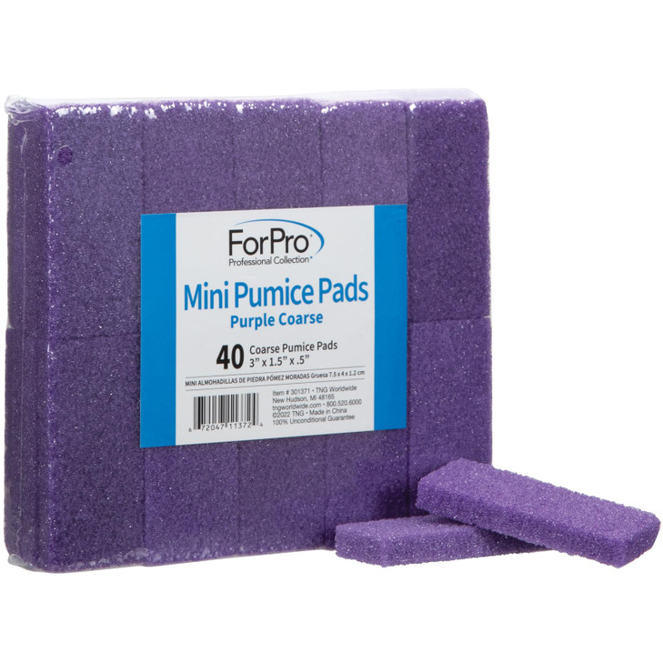 ForPro Professional Collection Super Duper Mini Pumice Bars, Disposable Pumice Bars, Coarse Grit, 3 L x 2 W, Purple, 40-Count