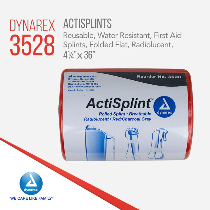 Dynarex Multipurpose ActiSplints - Reusable Waterproof First Aid Splints for Emergency Medical Supplies & Sports Medical Kit - 4¼" × 36" Rolled Splin