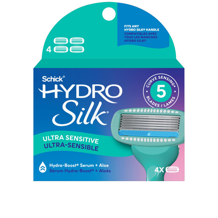 Schick Hydro Silk Sensitive Women's Razor Blade Refills, 4 Count | 5-Blade Razors for Women Sensitive Skin | Womens Razor Refills for Sensitive Skin