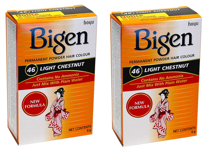 Bigen Powder Hair Color #46 Light Chestnut 0.21oz (2 Pack)