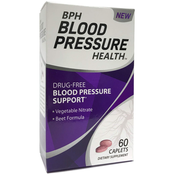 BPH Blood Pressure Health Maintenance Dietary Supplement Caplets, Purple, Beetroot, 60 Count