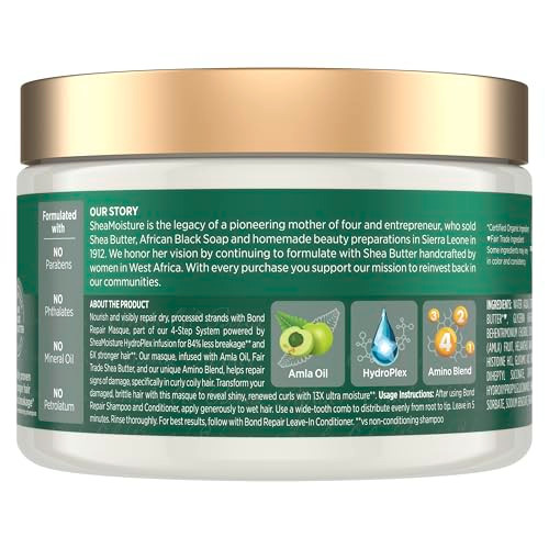 SheaMoisture Bond Repair Masque Amla Oil Deeply Moisturizes and Visibly Repairs Damage with Hydroplex Technology and Amla Oil for Stronger Hair with