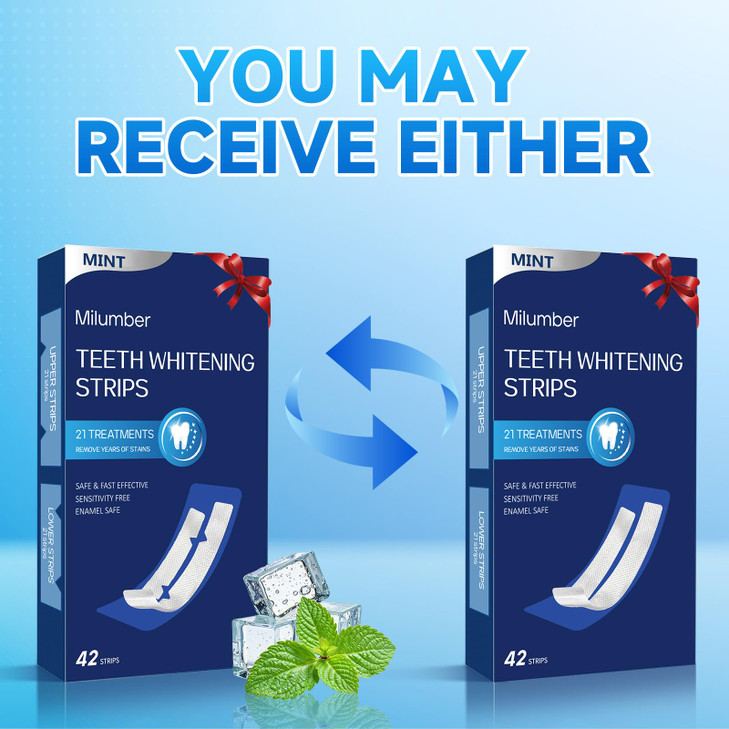 Milumber Teeth Whitening Strips for Sensitive, 42 Strips Whitener Safe Whitestrip, Deep Stains Removal Tooth Whitening, Enamel Safe Non-Slip Dry Stri