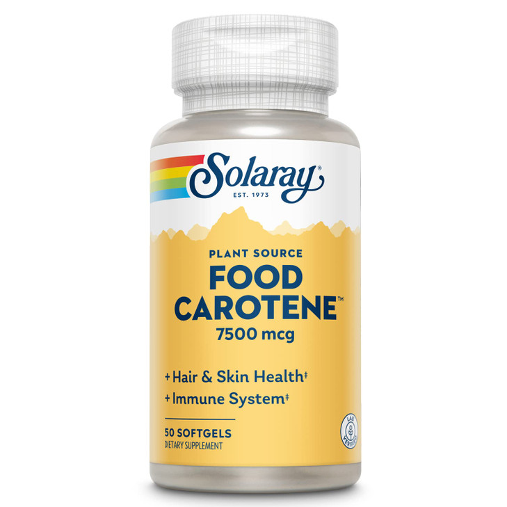 SOLARAY Food Carotene, Vitamin A as Beta Carotene 25000IU | Carotenoids for Healthy Skin & Eyes, Antioxidant Activity & Immune System Support | 50ct