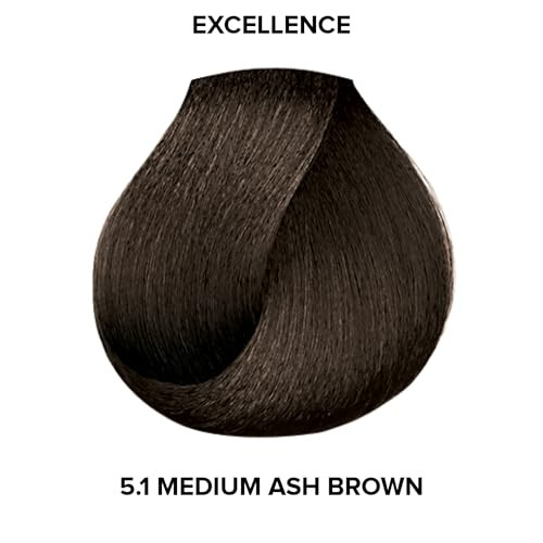 L'OREAL TECHNIQUE Excellence Crème Permanent Hair Color - Long-Lasting Hair Dye, Rich Formula With No-Drip Application, Superb Gray Coverage, 5.1 Med