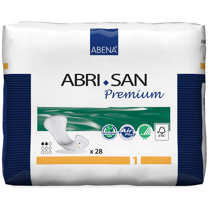 Abena Abri-San Premium Incontinence Pads, Light Absorbency, (Sizes 1 To 3A) Size 3, 28 Count