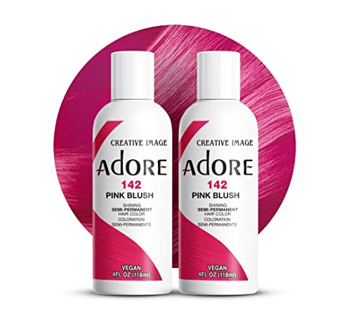 Adore Semi Permanent Hair Color (142 Pink Blush) (2 Pack) | Vegan & Cruelty-Free Pink Hair Dye | No Ammonia, No Peroxide, No Alcohol | 4 Fl Oz