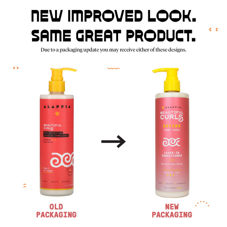 Alaffia Hair Care, Beautiful Curls, Leave in Conditioner for Tight Curls, Thick & Curly Hair Products, Shea Butter, Vitamin E & Coconut Oil, 12 Fl Oz