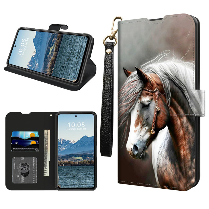 BFDHGQZC Wallet Case for Samsung Galaxy S24 FE with Card Holder Slots&Wrist Strap PU Leather Flip Kickstand Wallet Shockproof Protective Cover for Sa