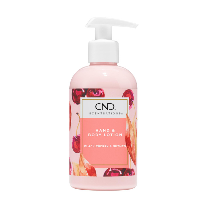 CND Scentsations Hand & Body Lotion, Deep Moisturizing and Hydrating Formula for Dry Damaged Skin, Dermatologically Tested, Black Cherry & Nutmeg, 8.