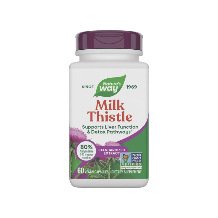 Nature's Way Milk Thistle, Supports Liver Function & Liver Detox Pathways*, 175 mg Milk Thistle Seed Extract Standardized to 80% Silymarin per Servin