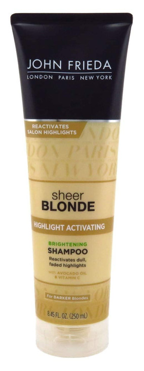 John Frieda Sheer Blonde Highlight Activating Brightening Shampoo Darker Blondes, 8.45 oz