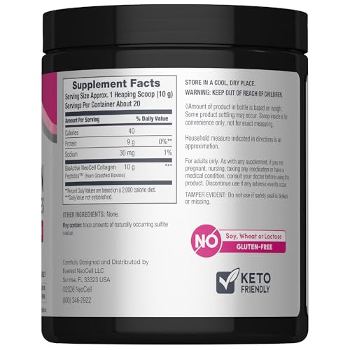 NeoCell Grassfed Collagen Peptides Powder | 7 oz | Unflavored | for Women and Men | Hair, Skin, & Nails