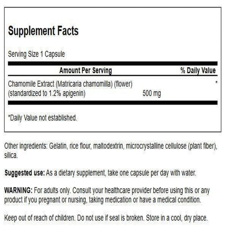 Swanson Chamomile Flower Extract 500 Milligrams Standardized to 1.2% Apigenin 6 mg per Capsule 60 Capsules