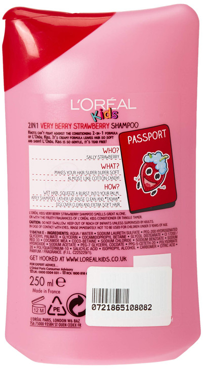 LOreal Paris Kids Extra Gentle 2in1 Shampoo - Very Berry Strawberry (250ml)