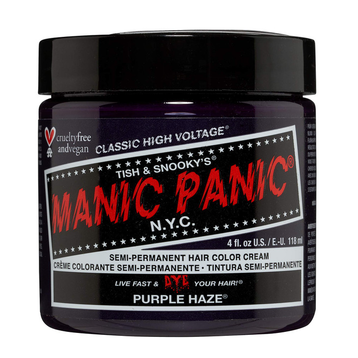 MANIC PANIC Classic Purple Haze Semi Permanent Hair Color - Warm Dark Purple Hair Dye for Women & Men That Lasts 4-6 Weeks - Vegan, Ammonia & Cruelty